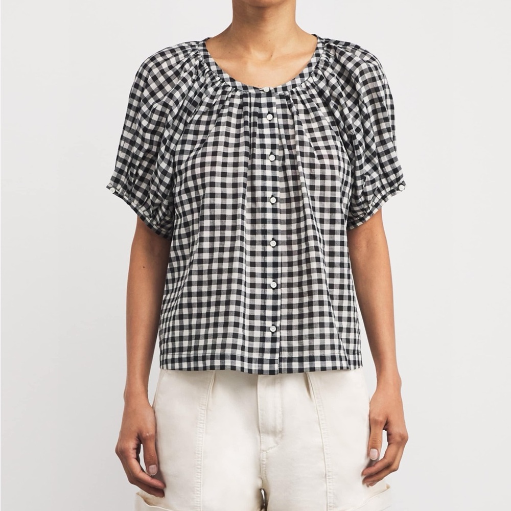 DÔEN Women's June Gingham Check Organic Cotton Top